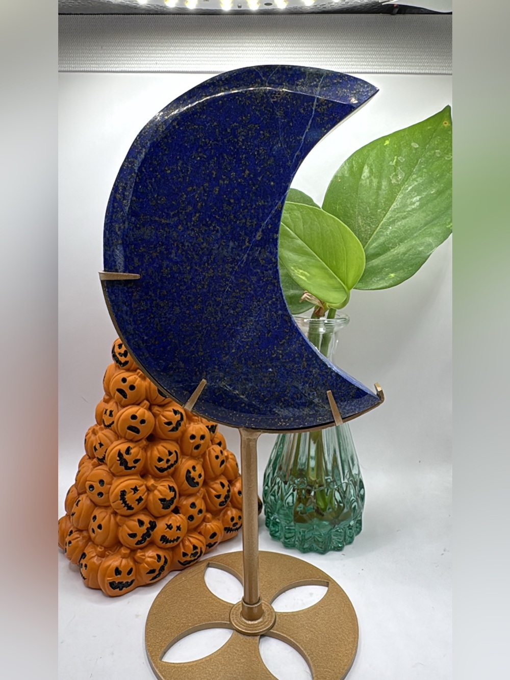Lapis Lazuli Crescent Moon Decorative Accent - Deep Blue